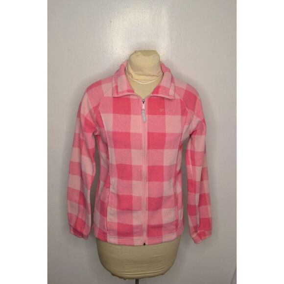 Columbia Girls XL(18-20) Pink Plaid Full Front Zip Fleece Jacket - Picture 1 of 11